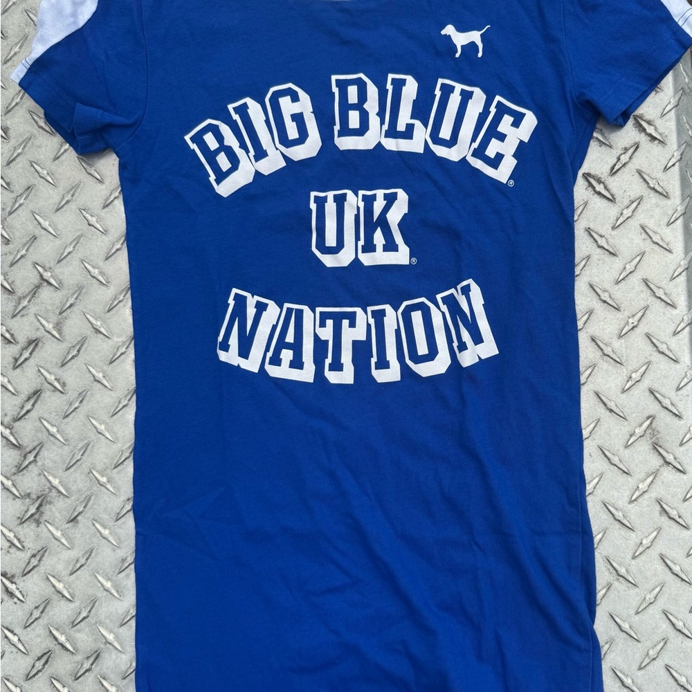 PINK Victoria's Secret Blue and White Tee